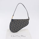 Christian Dior Trotter Canvas Saddle Accessory Pouch Navy Gold Auth 195928V-12