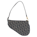 Christian Dior Trotter Canvas Saddle Accessory Pouch Navy Gold Auth 195928V-2