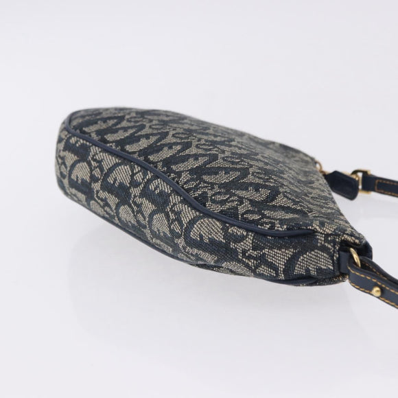 Christian Dior Trotter Canvas Saddle Accessory Pouch Navy Gold Auth 195928V