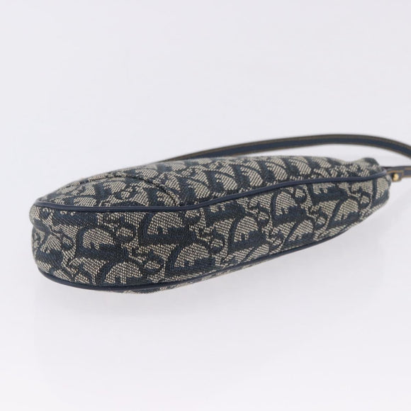 Christian Dior Trotter Canvas Saddle Accessory Pouch Navy Gold Auth 195928V