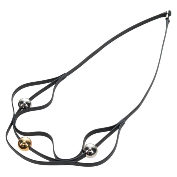 HERMES Necklace Leather Black Auth 195933V
