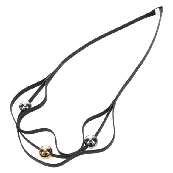 HERMES Necklace Leather Black Auth 195933V