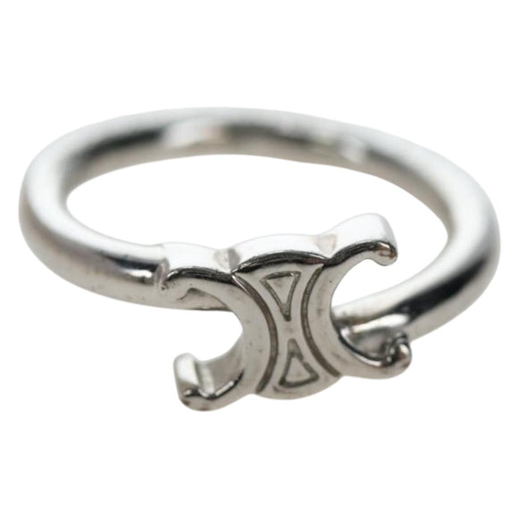 CELINE Trion Asymmetric Ring metal Silver #10(JP Size) Auth 195936M