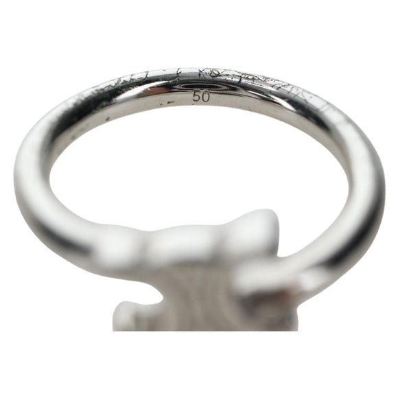 CELINE Trion Asymmetric Ring metal Silver #10(JP Size) Auth 195936M
