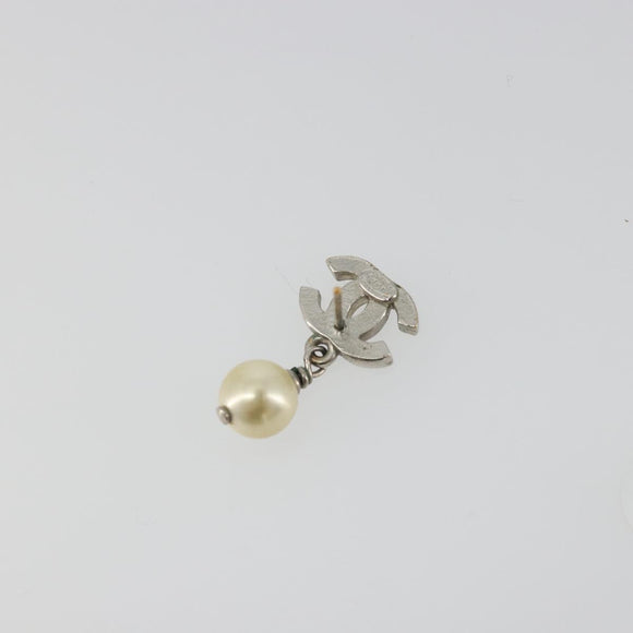 CHANEL COCO Mark Pierce metal Silver CC Auth 195942A