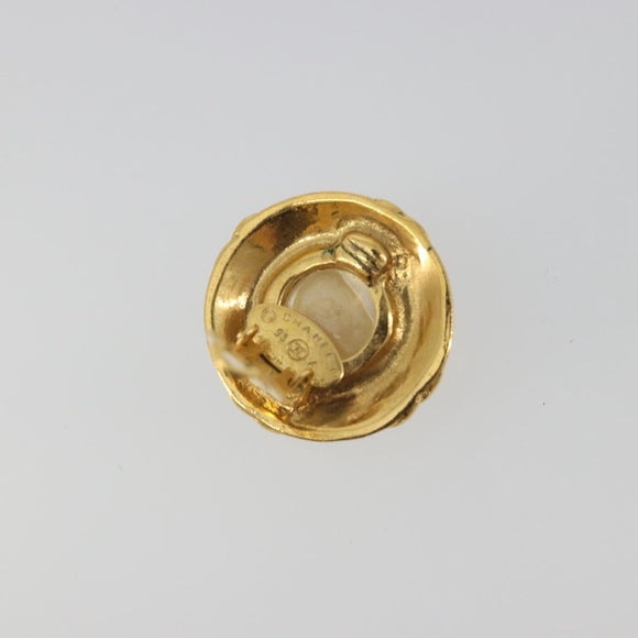 CHANEL Earring metal Gold CC Auth 195943A
