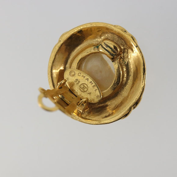CHANEL Earring metal Gold CC Auth 195943A