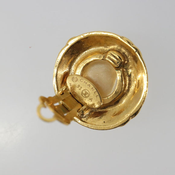 CHANEL Earring metal Gold CC Auth 195943A