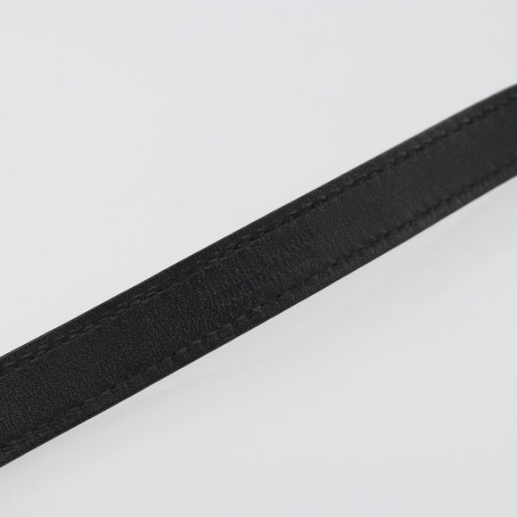 HERMES Papan Bracelet Leather Black Silver Auth 195944M