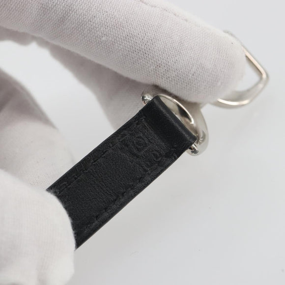 HERMES Papan Bracelet Leather Black Silver Auth 195944M