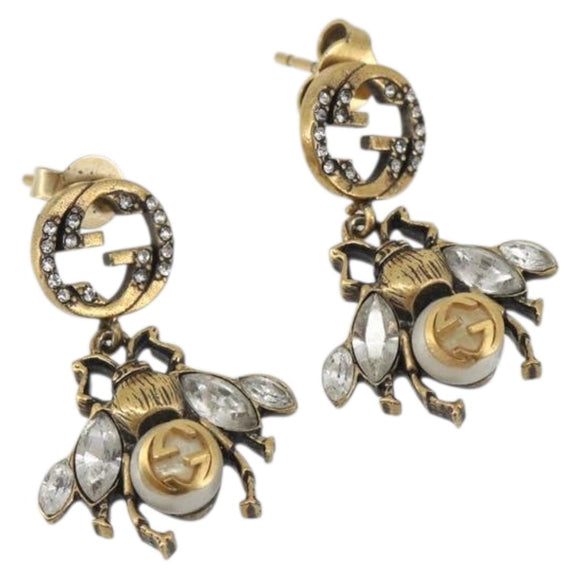 GUCCI Bee Pierce metal Gold Tone Auth 195947A