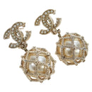 CHANEL COCO Mark Pierce metal Gold Tone CC Auth 195948M-1