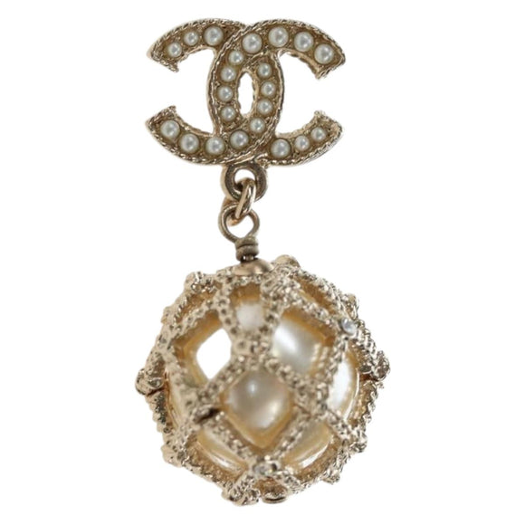 CHANEL COCO Mark Pierce metal Gold Tone CC Auth 195948M