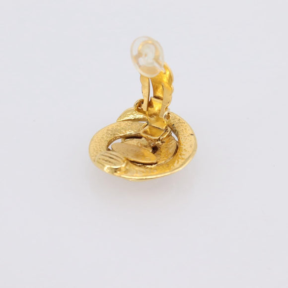 CHANEL Earring metal Gold CC Auth 195950V