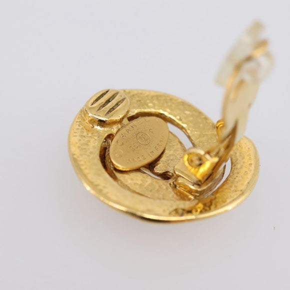 CHANEL Earring metal Gold CC Auth 195950V