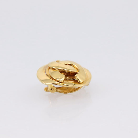 CHANEL Earring metal Gold CC Auth 195950V