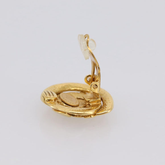 CHANEL Earring metal Gold CC Auth 195950V