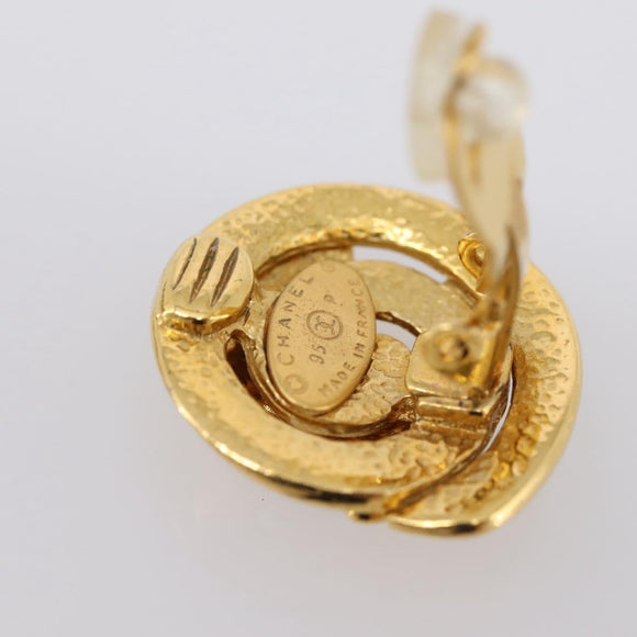 CHANEL Earring metal Gold CC Auth 195950V