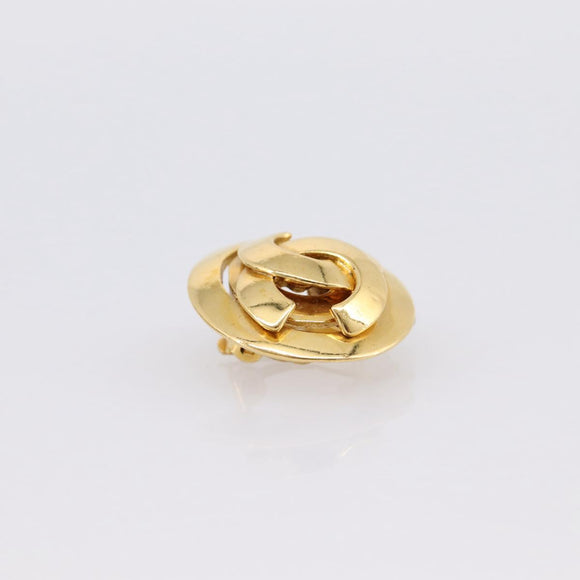 CHANEL Earring metal Gold CC Auth 195950V