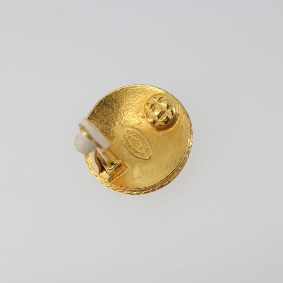 CHANEL Coco Round Earring metal Gold Tone CC Auth 195953V