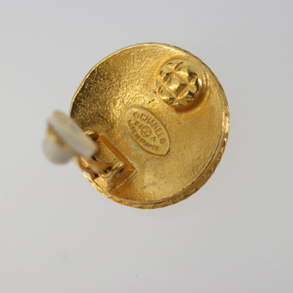 CHANEL Coco Round Earring metal Gold Tone CC Auth 195953V