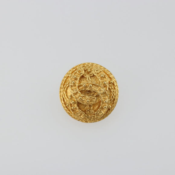 CHANEL Coco Round Earring metal Gold Tone CC Auth 195953V