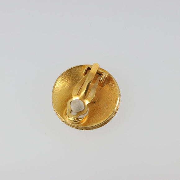 CHANEL Coco Round Earring metal Gold Tone CC Auth 195953V