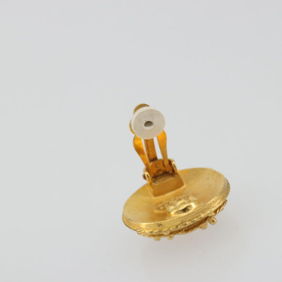 CHANEL Coco Round Earring metal Gold Tone CC Auth 195953V