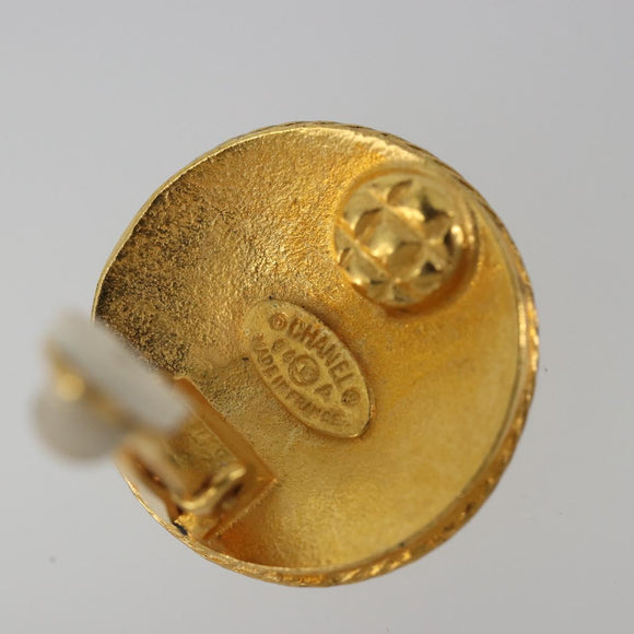 CHANEL Coco Round Earring metal Gold Tone CC Auth 195953V