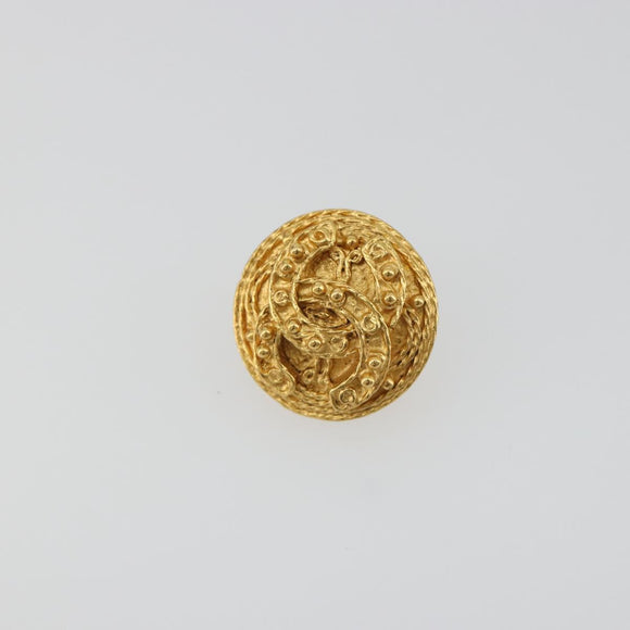 CHANEL Coco Round Earring metal Gold Tone CC Auth 195953V
