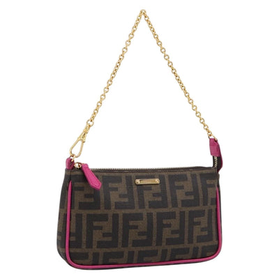 FENDI Zucca Canvas Accessory Pouch PVC Brown Black 8BS073 Auth 195954V