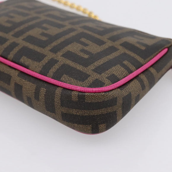 FENDI Zucca Canvas Accessory Pouch PVC Brown Black 8BS073 Auth 195954V
