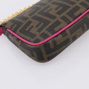 FENDI Zucca Canvas Accessory Pouch PVC Brown Black 8BS073 Auth 195954V-17