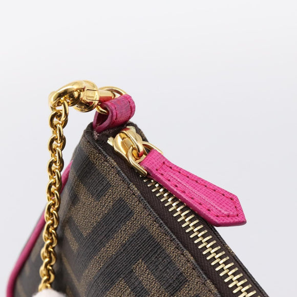 FENDI Zucca Canvas Accessory Pouch PVC Brown Black 8BS073 Auth 195954V