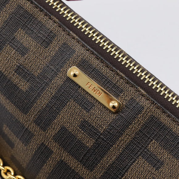 FENDI Zucca Canvas Accessory Pouch PVC Brown Black 8BS073 Auth 195954V