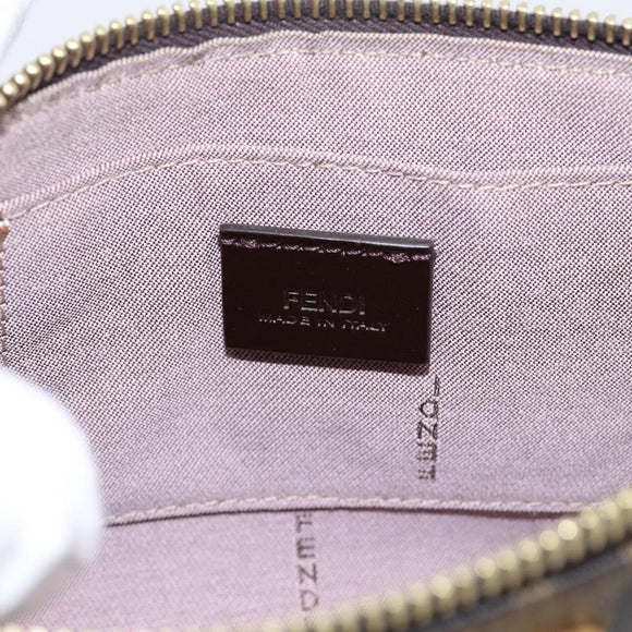 FENDI Zucca Canvas Accessory Pouch PVC Brown Black 8BS073 Auth 195954V