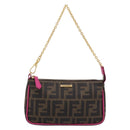 FENDI Zucca Canvas Accessory Pouch PVC Brown Black 8BS073 Auth 195954V-13