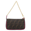 FENDI Zucca Canvas Accessory Pouch PVC Brown Black 8BS073 Auth 195954V-2