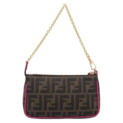 FENDI Zucca Canvas Accessory Pouch PVC Brown Black 8BS073 Auth 195954V - 0