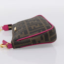 FENDI Zucca Canvas Accessory Pouch PVC Brown Black 8BS073 Auth 195954V-3