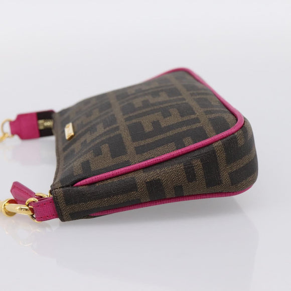 FENDI Zucca Canvas Accessory Pouch PVC Brown Black 8BS073 Auth 195954V