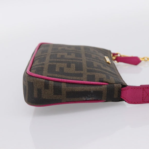 FENDI Zucca Canvas Accessory Pouch PVC Brown Black 8BS073 Auth 195954V