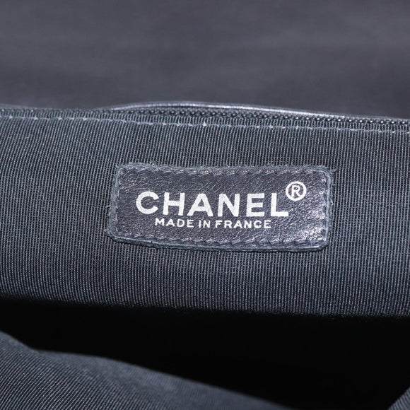 CHANEL Chain Matelasse 2.55 Shoulder Bag Lamb Skin Black Silver CC Auth 195955A