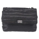 CHANEL Chain Matelasse 2.55 Shoulder Bag Lamb Skin Black Silver CC Auth 195955A-13