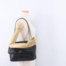 CHANEL Chain Matelasse 2.55 Shoulder Bag Lamb Skin Black Silver CC Auth 195955A-24