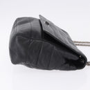 CHANEL Chain Matelasse 2.55 Shoulder Bag Lamb Skin Black Silver CC Auth 195955A-3