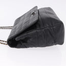 CHANEL Chain Matelasse 2.55 Shoulder Bag Lamb Skin Black Silver CC Auth 195955A-4