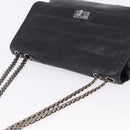 CHANEL Chain Matelasse 2.55 Shoulder Bag Lamb Skin Black Silver CC Auth 195955A-6