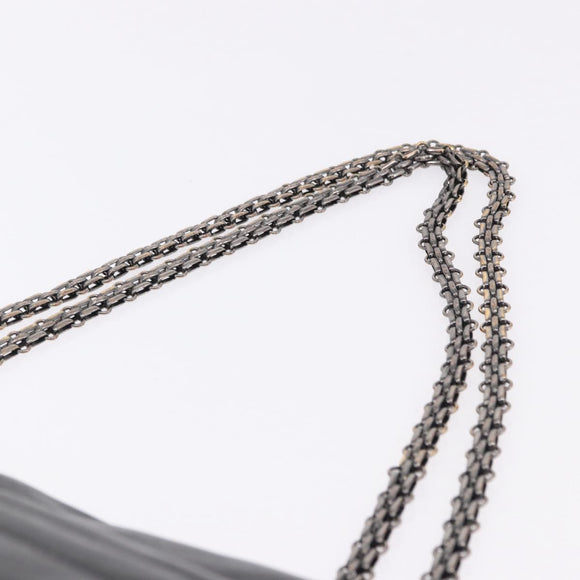 CHANEL Chain Matelasse 2.55 Shoulder Bag Lamb Skin Black Silver CC Auth 195955A
