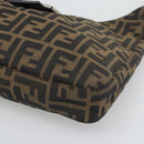 FENDI Zucca Canvas Mamma Baguette Shoulder Bag Brown Black Auth 195956V-10